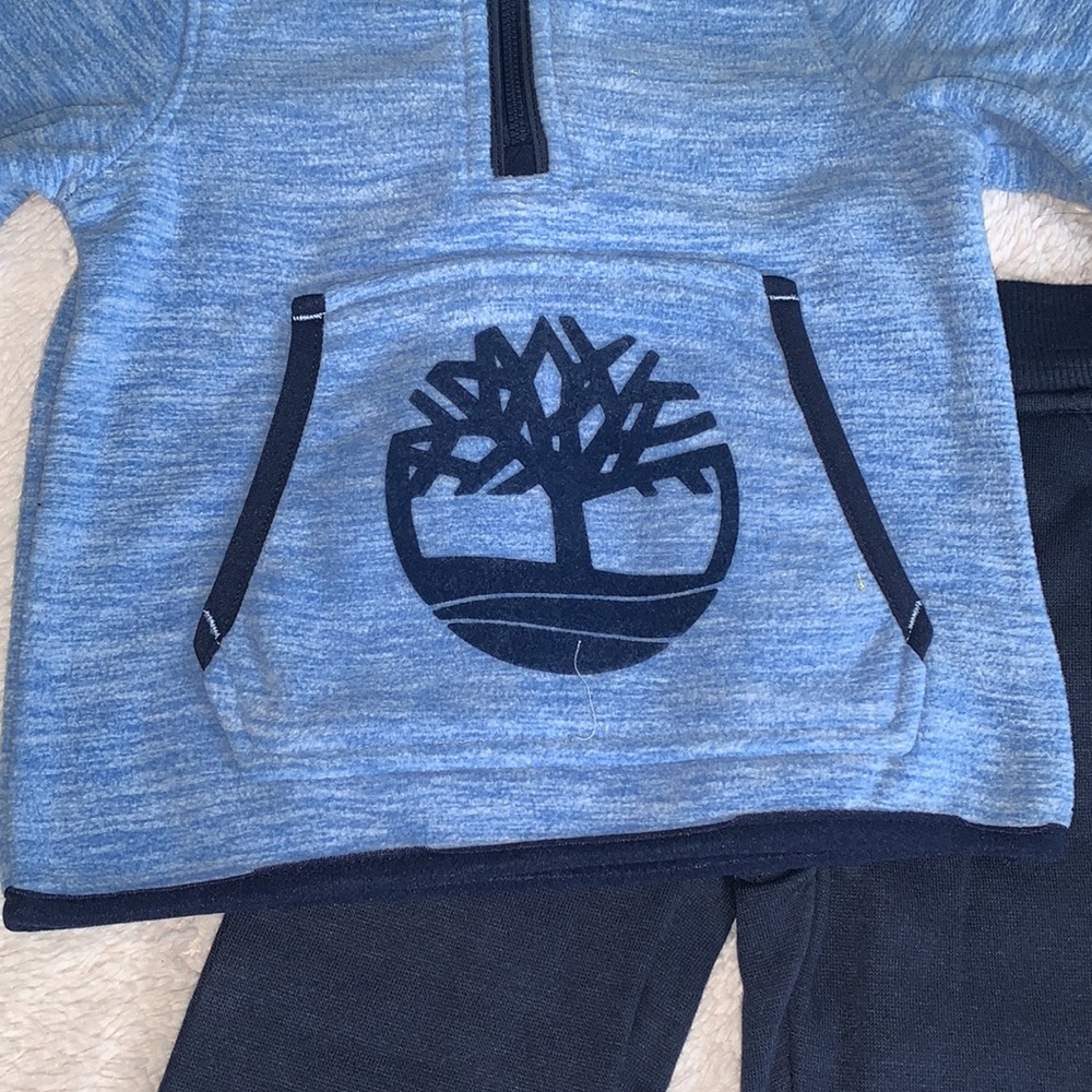 NWT Timberland 12M 2 pc. Quarter Zip Sweatshirt & Joggers Set Blue & Black - Picture 8 of 8